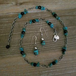 SILPADA Turquoise & Onynx Necklace & Earring set